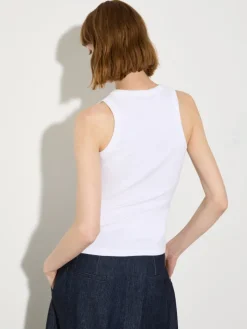 Ribbed cotton vest top - optical white