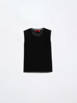 Ribbed knitted top - black
