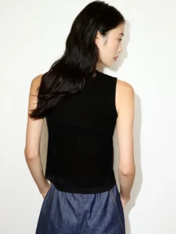 Ribbed knitted top - black
