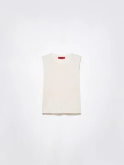 Ribbed knitted top - milk