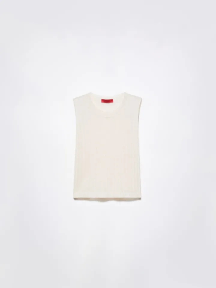 Ribbed knitted top - milk