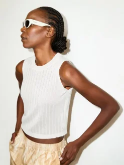 Ribbed knitted top - milk