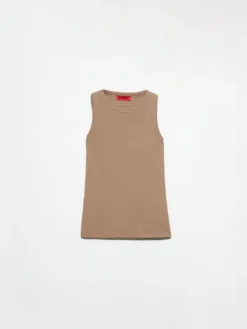 Rib-knit cotton tank top - mud