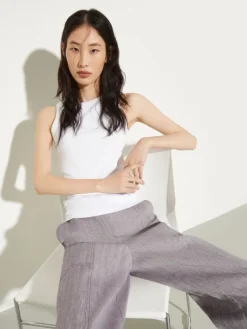 Rib-knit cotton tank top - optical white
