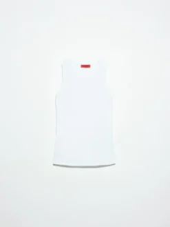 Rib-knit cotton tank top - optical white