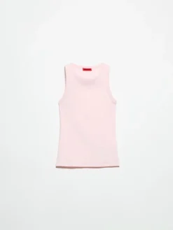 Rib-knit cotton tank top - pink