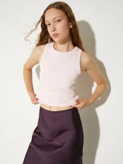 Rib-knit cotton tank top - pink