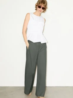 Ruched cotton-poplin top - optical white