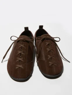 Satin and suede sneakers - chocolate