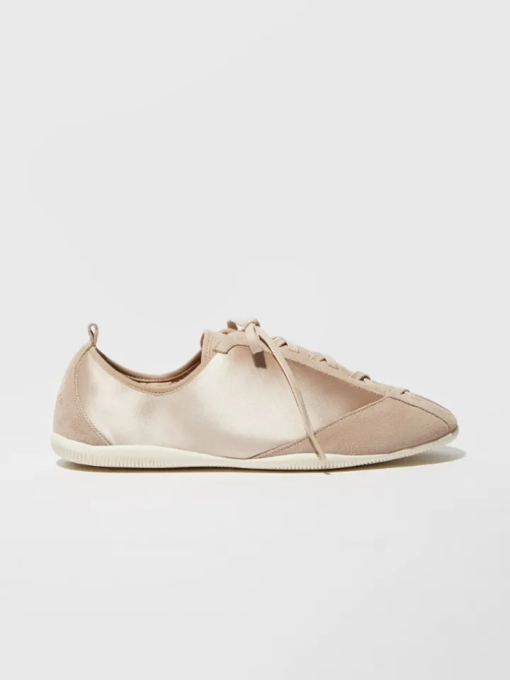 Satin and suede sneakers - nudo