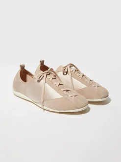 Satin and suede sneakers - nudo