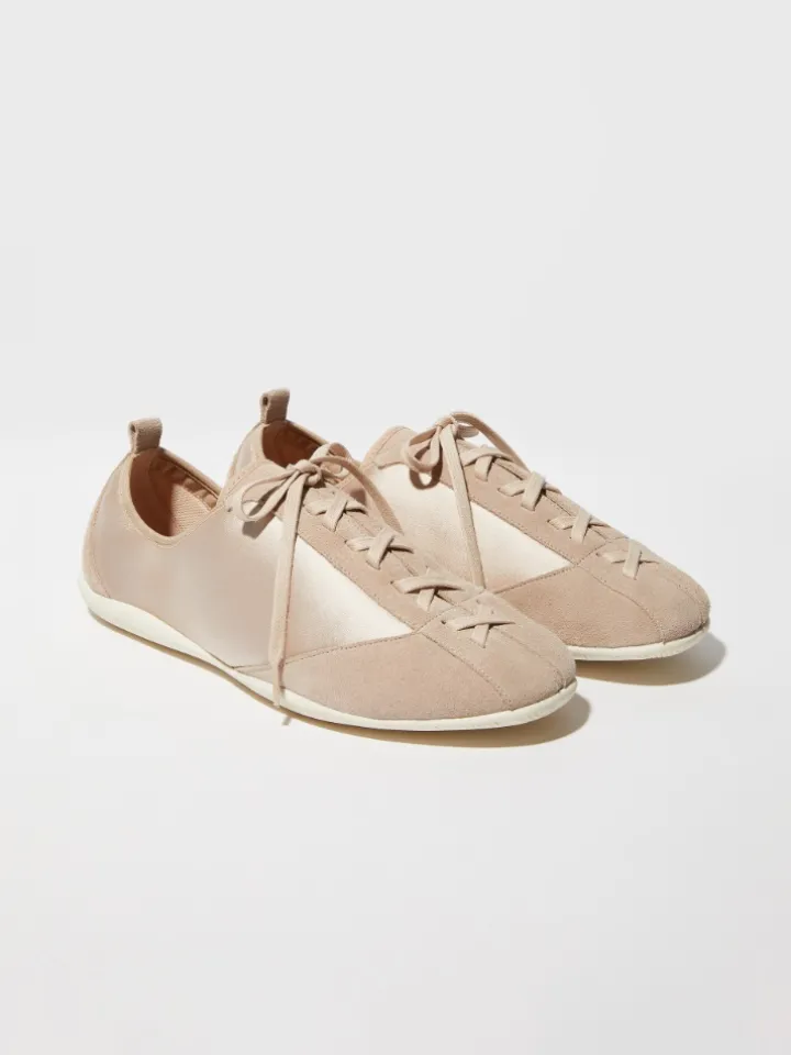 Satin and suede sneakers - nudo