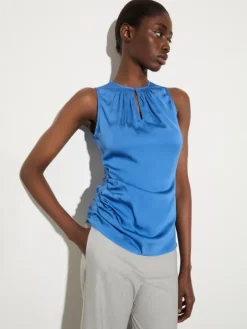 Satin top with draping - avio