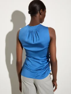 Satin top with draping - avio
