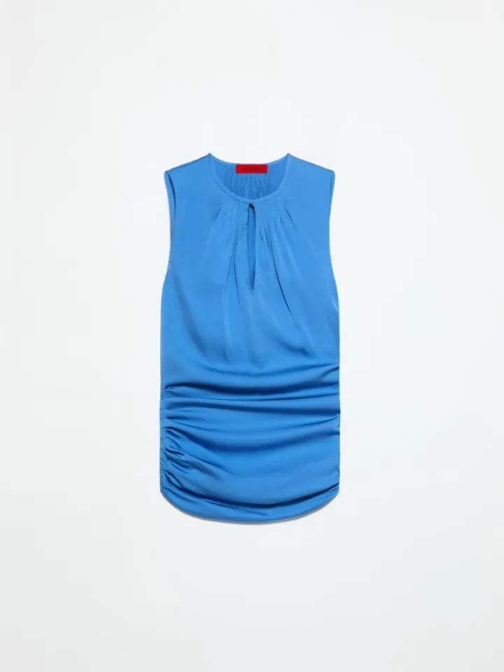 Satin top with draping - avio