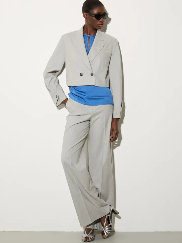 Satin top with draping - avio