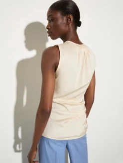 Satin top with draping - straw