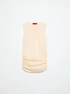 Satin top with draping - straw