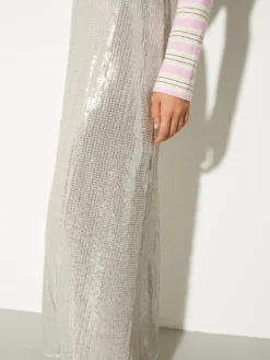 Sequinned tulle skirt - powder