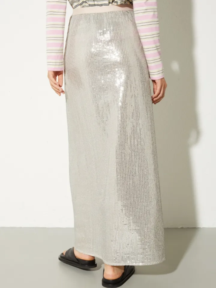 Sequinned tulle skirt - powder