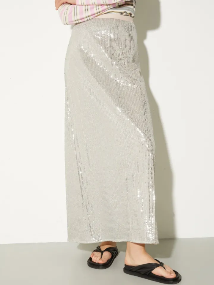 Sequinned tulle skirt - powder