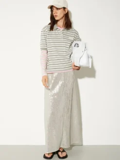 Sequinned tulle skirt - powder
