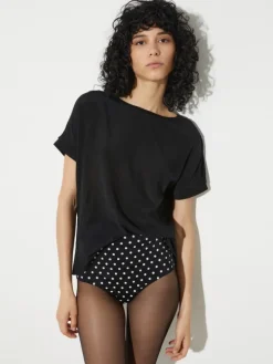 Silk and jersey T-shirt - black