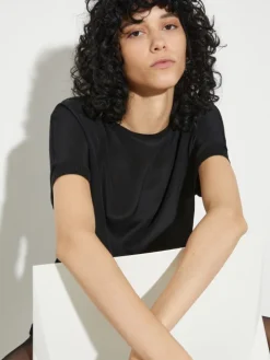 Silk and jersey T-shirt - black