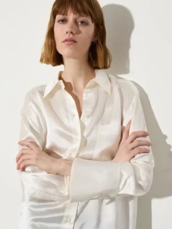 Silk-satin shirt - ivory