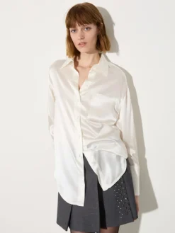 Silk-satin shirt - ivory