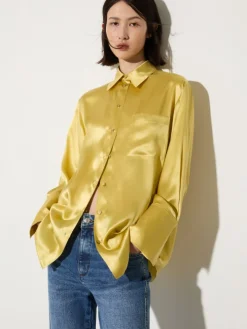 Silk-satin shirt - yellow