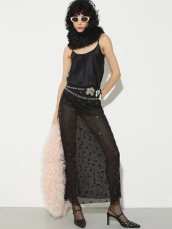Silk-satin top - black