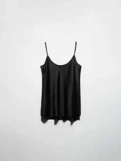 Silk-satin top - black