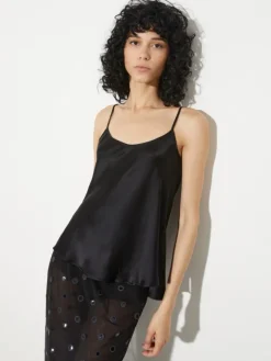 Silk-satin top - black