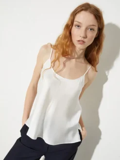Silk-satin top - white