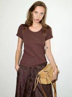 Slim-fit cotton-jersey T-shirt - chocolate
