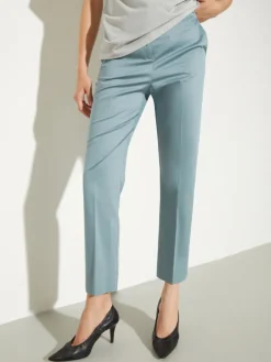 Slim-fit cotton-satin trousers - quartz