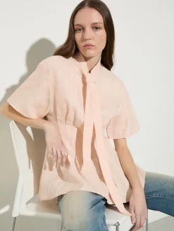 Slim-fit pure linen shirt - powder