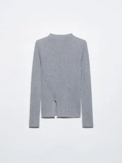 Slim-fit rib-knit jumper - melange grey