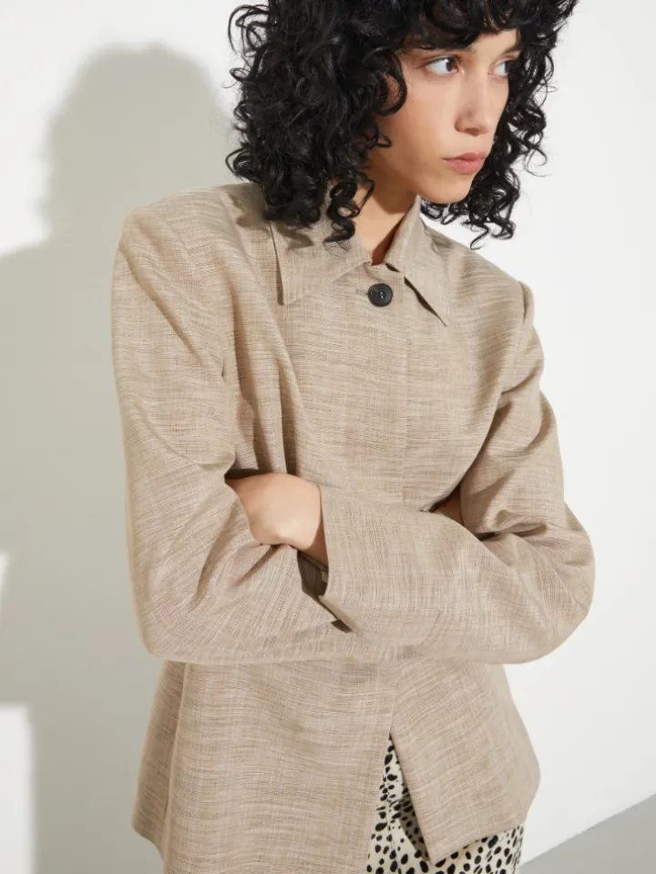 Slim-fit slubby grisaille jacket - light grey