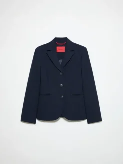 Slim-fit wool-blend blazer - navy