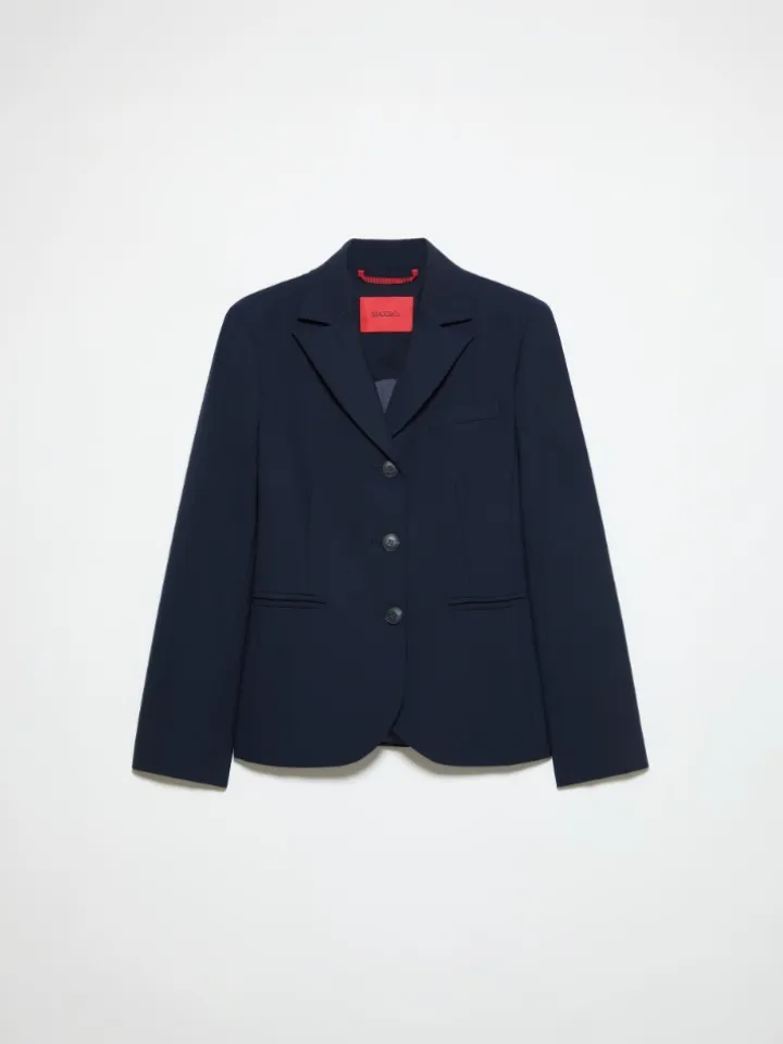 Slim-fit wool-blend blazer - navy