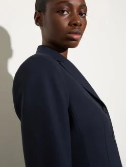Slim-fit wool-blend blazer - navy