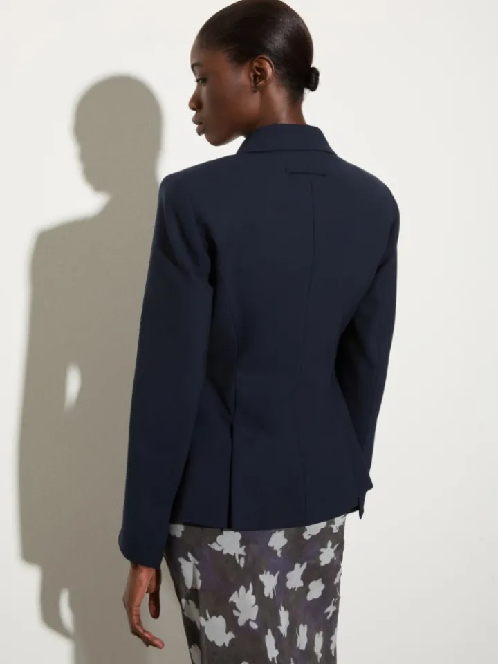 Slim-fit wool-blend blazer - navy