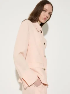 Slim pure linen blazer - powder