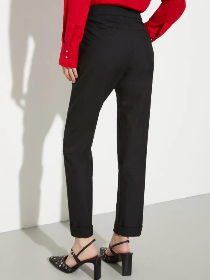 Slim trousers with turn-ups - black