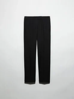 Slim trousers with turn-ups - black