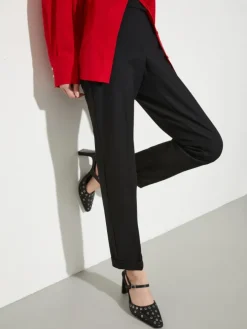 Slim trousers with turn-ups - black