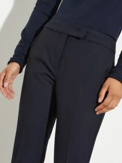 Slim trousers with turn-ups - navy