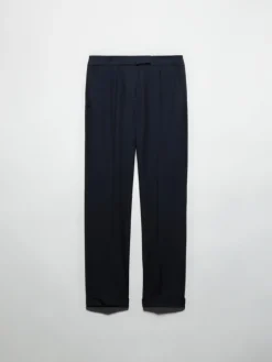Slim trousers with turn-ups - navy